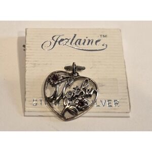 Small Mother Heart Shaped Vintage Sterling Silver Bracelet Charm Pendant Orig
